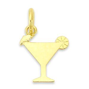 Solid 10K Gold Martini Glass Charm - Cocktail Glass Charm Jewelry Gifts